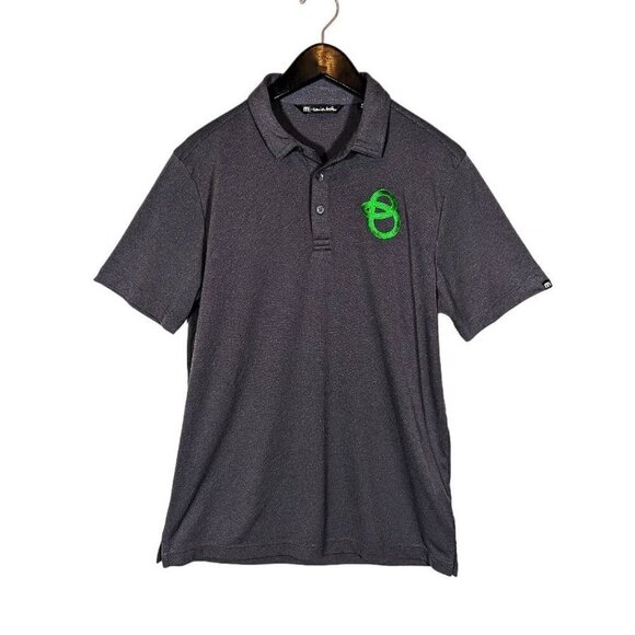 Travis Mathew Charcoal Gray Golf Polo Celtic Knot St. Patrick Preppy Men's M - Picture 1 of 5